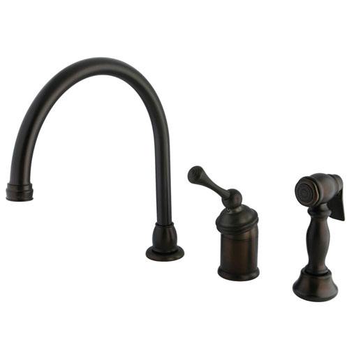Kingston Oil Rubbed Bronze Single Handle Kitchen Faucet w Sprayer KB3815BLBS
