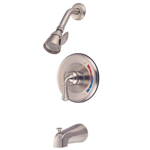 Kingston Satin Nickel Magellan 1 handle tub and shower combination faucet KB638