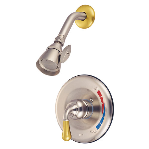 Kingston Satin Nickel/Polished Brass Single Handle Shower Only Faucet KB639SO