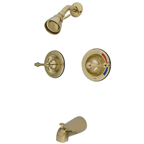 Kingston Brass Polished Brass 2 Handle Tub and Shower Combination Faucet KB662AL