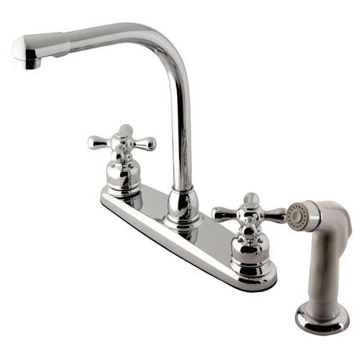 Kingston Brass Chrome High Arch Kitchen Faucet With White Sprayer KB711AX