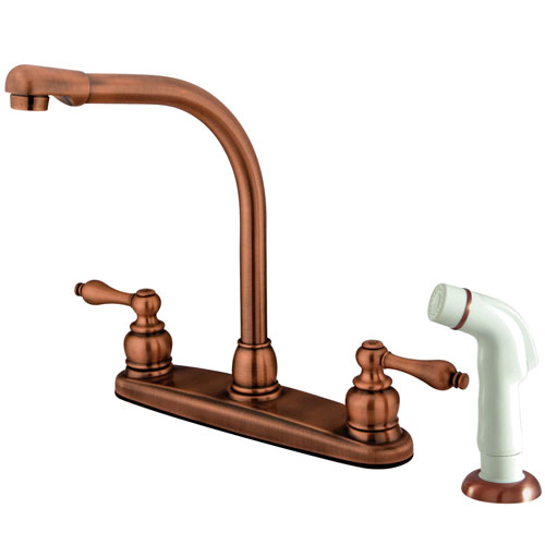 Kingston Brass Antique Copper High Arch Kitchen Faucet With Sprayer KB716AL