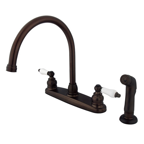 Kingston Oil Rubbed Bronze two Handle Goose Neck Kitchen Faucet w Spray KB725SP