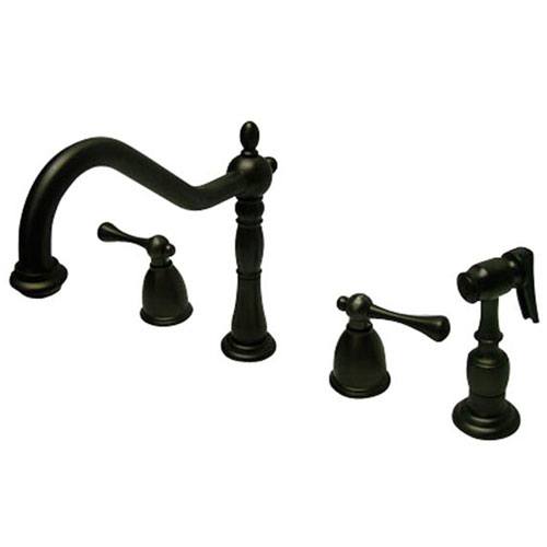 English Country Oil Rubbed Bronze Widespread Kitchen Faucet w Spray KB7795BLBS