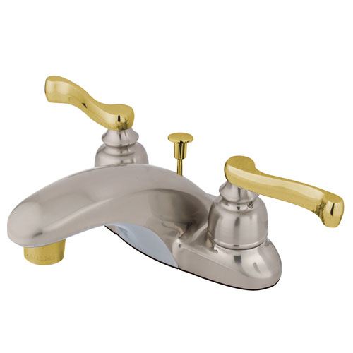 Kingston Satin Nickel / Polished Brass Centerset Bathroom Faucet KB8629FL