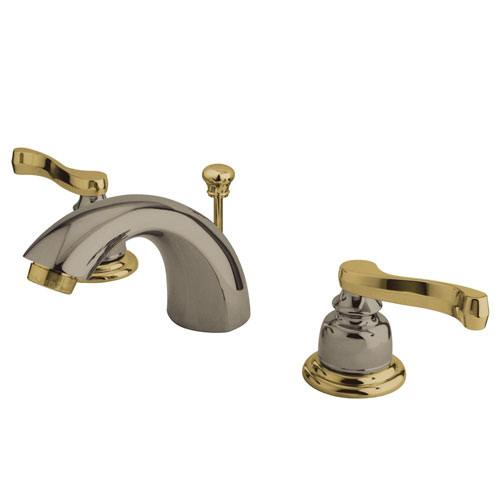 Kingston Satin Nickel/Polished Brass Mini Widespread Bathroom Faucet KB8959FL