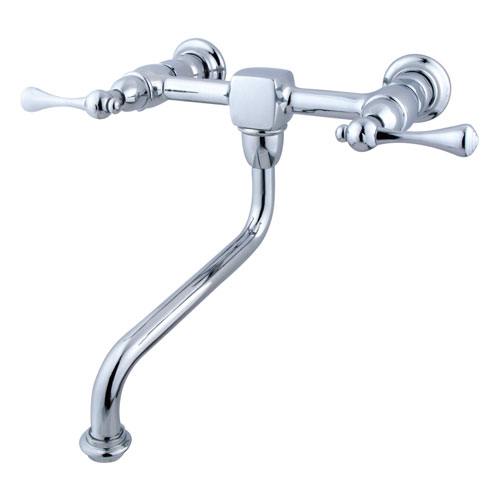 Kingston Brass Metal Lever Handle Chrome Bathroom Wall Mount Faucet KS1211BL