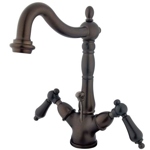 Kingston Oil Rubbed Bronze 2 Handle Single Hole Bathroom Faucet w Drain KS1435AL