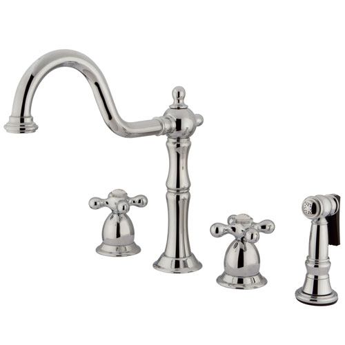 Kingston Chrome Double Handle Kitchen Faucet with Brass Side Sprayer KS1751AXBS