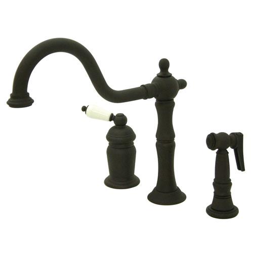 Oil Rubbed Bronze Single Handle Widespread Kitchen Faucet w Spray KS1815PLBS
