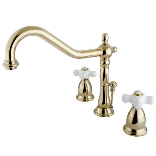 Kingston Polished Brass 2 Handle Widespread Bathroom Faucet w Pop-up KS1992PX