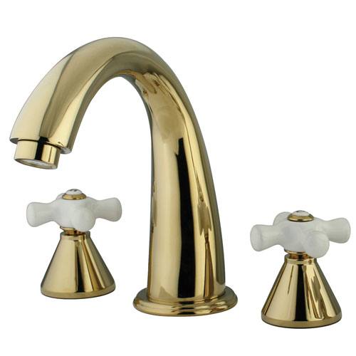 Kingston Brass Polished Brass Naples Two Handle Roman Tub Filler Faucet KS2362PX