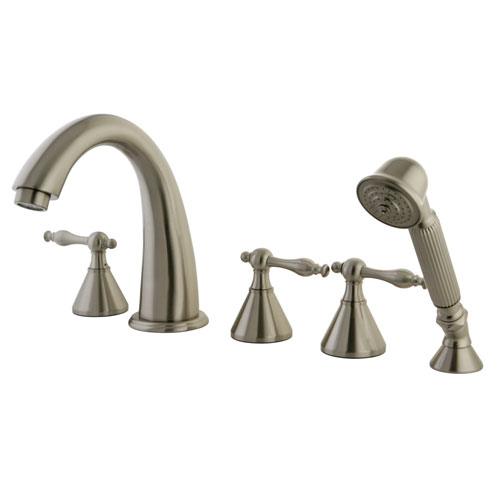 Satin Nickel Naples 3 hdl Roman Tub Filler Faucet w/ Hand Shower KS23685NL