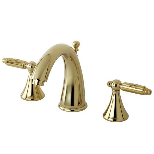Kingston Polished Brass 2 Handle Widespread Bathroom Faucet w Pop-up KS2972GL