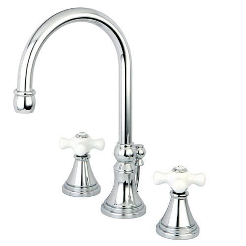 Kingston Brass Chrome 2 Handle Widespread Bathroom Faucet w Pop-up KS2981PX