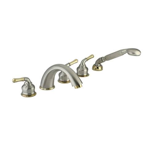 Satin Nickel / Polished Brass Magellan Roman Tub Faucet w Hand Shower KS3695S