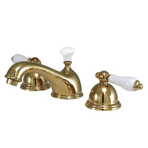 Kingston Polished Brass 2 Handle Widespread Bathroom Faucet w Pop-up KS3962PL