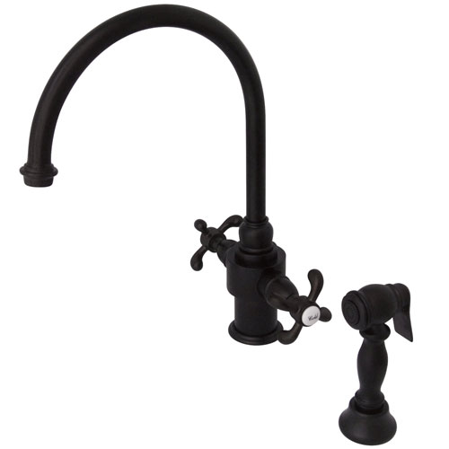 Kingston Oil Rubbed Bronze French Country Kitchen Faucet w Sprayer KS7715TXBS