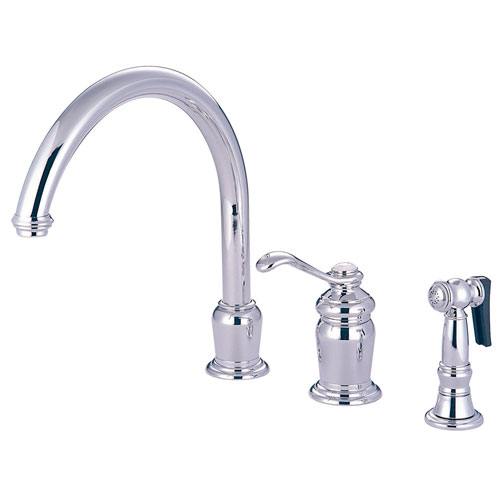 Kingston Chrome Templeton High Spout Kitchen Faucet With Side Spray KS7821TLBS