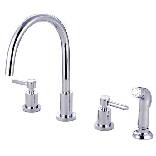 Chrome Two Handle Widespread Kitchen Faucet Matching Plastic Sprayer KS8721DL