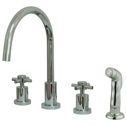 Chrome Two Handle Widespread Kitchen Faucet Matching Plastic Sprayer KS8721DX