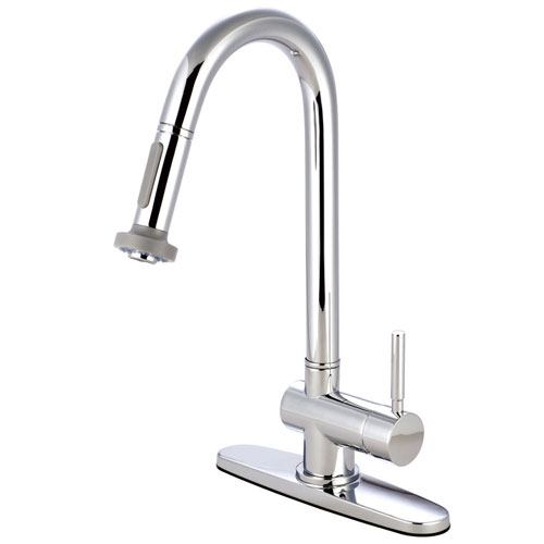 Kingston Concord Chrome 1 Handle Pull-Down Sprayer Kitchen Faucet KS8881DL