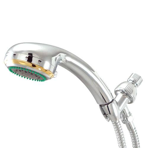 Chrome / Polished Brass 6 Function Hand Shower w Stainless Steel Hose KX2654B