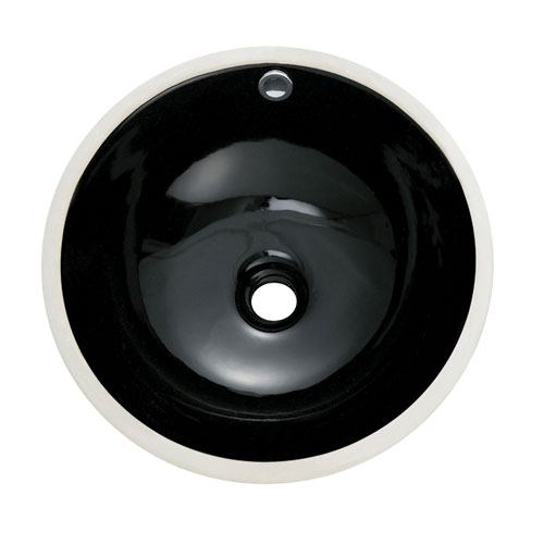 Courtyard Black China Undermount Bathroom Sink with Overflow Hole LBR17176K