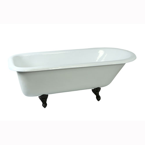 Qty (1): 67-inch Large Cast Iron Roll Top Freestanding Clawfoot Tub w/ Oil Rubbed Bronze Feet