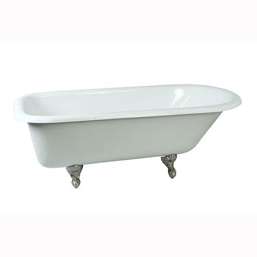 Qty (1): 67-inch Large Cast Iron Roll Top Free standing Clawfoot Tub with Satin Nickel Feet