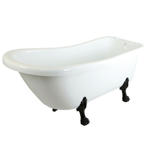 Qty (1): 69-inch Large White Slipper Acrylic Clawfoot Tub with Oil Rubbed Bronze Lion Feet
