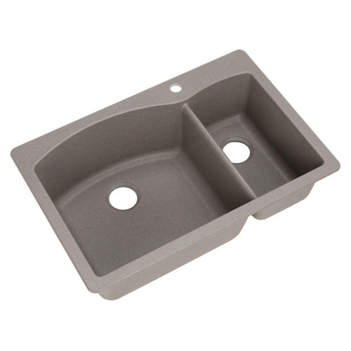 Blanco Diamond Dual Mount Composite 33x22x9.5 1-Hole Double Bowl Kitchen Sink in Metallic Gray 566685