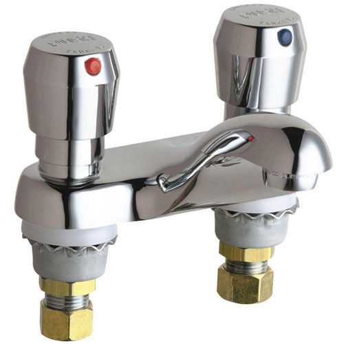 Chicago Faucets Hot and Cold Water Vandal Proof MVP Metering Sink Faucet in Chrome 462767