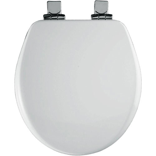 Bemis 9170CHSL 000 Toilet Seat, Alesio II Easy Clean & Change Round Closed Front High Density Molded Wood w/Chrome Whisper Close Hinges - White 588547