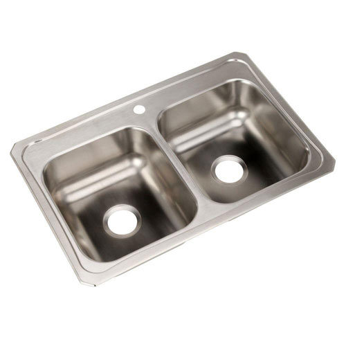 Elkay Celebrity Top Mount Stainless Steel 33x22x7 1-Hole Double Bowl Kitchen Sink 212069