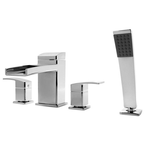 Price Pfister Kenzo 2-Handle Deck Mount Roman Tub Faucet Trim Kit with Handshower in Polished Chrome (Valve Not Included) 443773