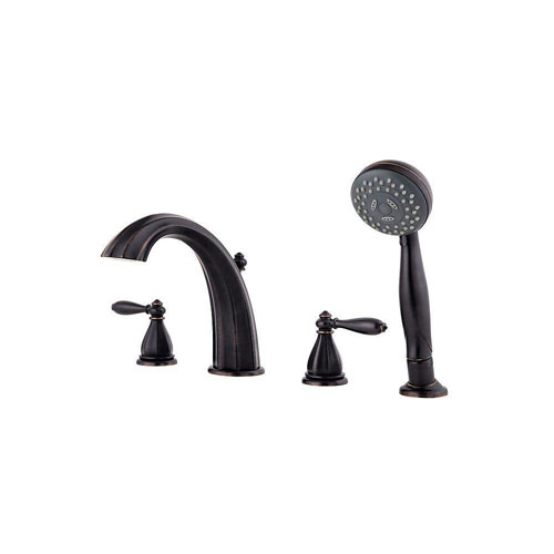 Price Pfister Portola 2-Handle Deck Mount Roman Tub Faucet with Handshower Trim Kit in Tuscan Bronze (Valve Not Included) 461055