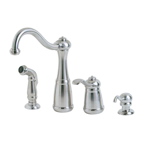 Price Pfister Marielle Single-Handle Lead-Free Side Sprayer Kitchen Faucet with Soap Dispenser in Stainless Steel 475678