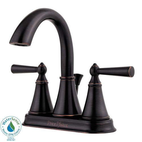 Price Pfister Saxton 4 inch Centerset 2-Handle High-Arc Bathroom Faucet in Tuscan Bronze 490483