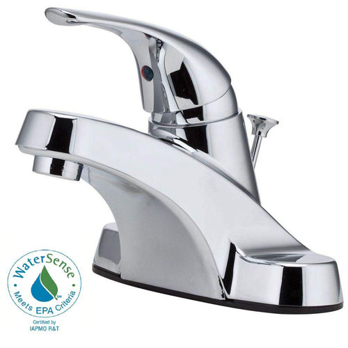 Price Pfister Pfirst Series 4 inch Centerset 1-Handle Bathroom Faucet in Polished Chrome 519611