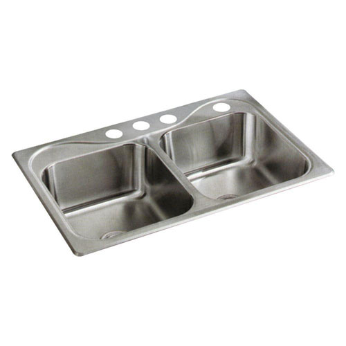 Sterling Southhaven Top Mount Stainless Steel 22 inch 4-Hole Double Bowl Kitchen Sink 662842