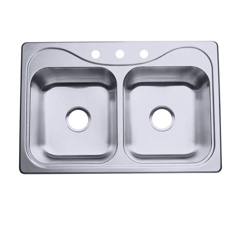 Sterling Southhaven Self-Rimming Stainless Steel 33 inch 3-Hole Double Bowl Kitchen Sink 663134
