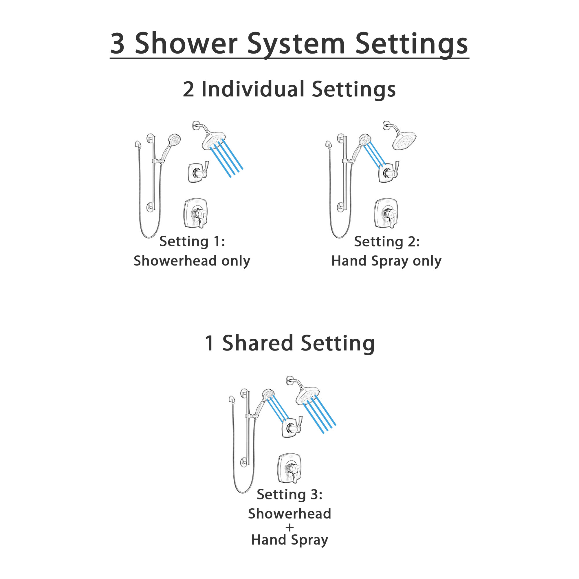 Delta Stryke Matte Black Finish Dual Control Shower System with Grab Bar Hand Shower and Multi-Setting Wall Mount Showerhead SS172763BL2