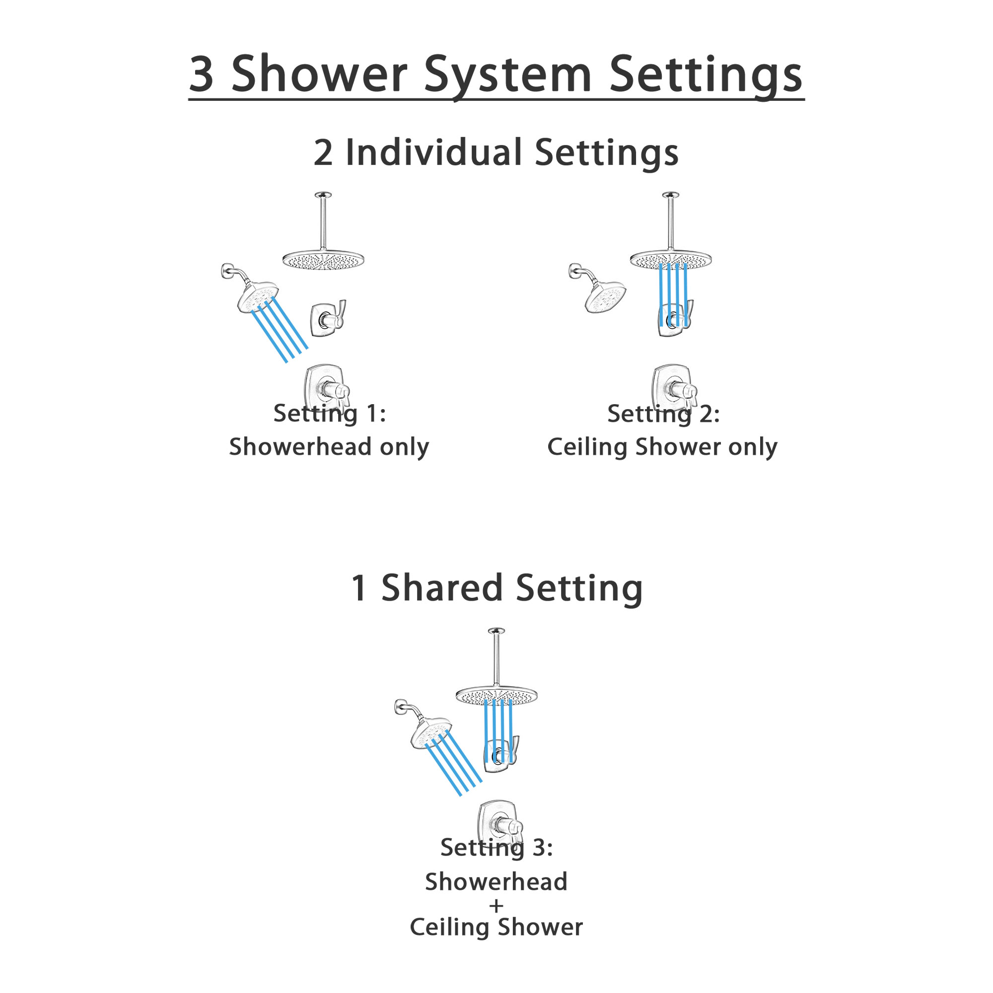 Delta Stryke Matte Black Finish Shower System with 2 Showerheads: Large Ceiling Mount Rain Showerhead and Multi-Setting Wall Showerhead SS17T2763BL1